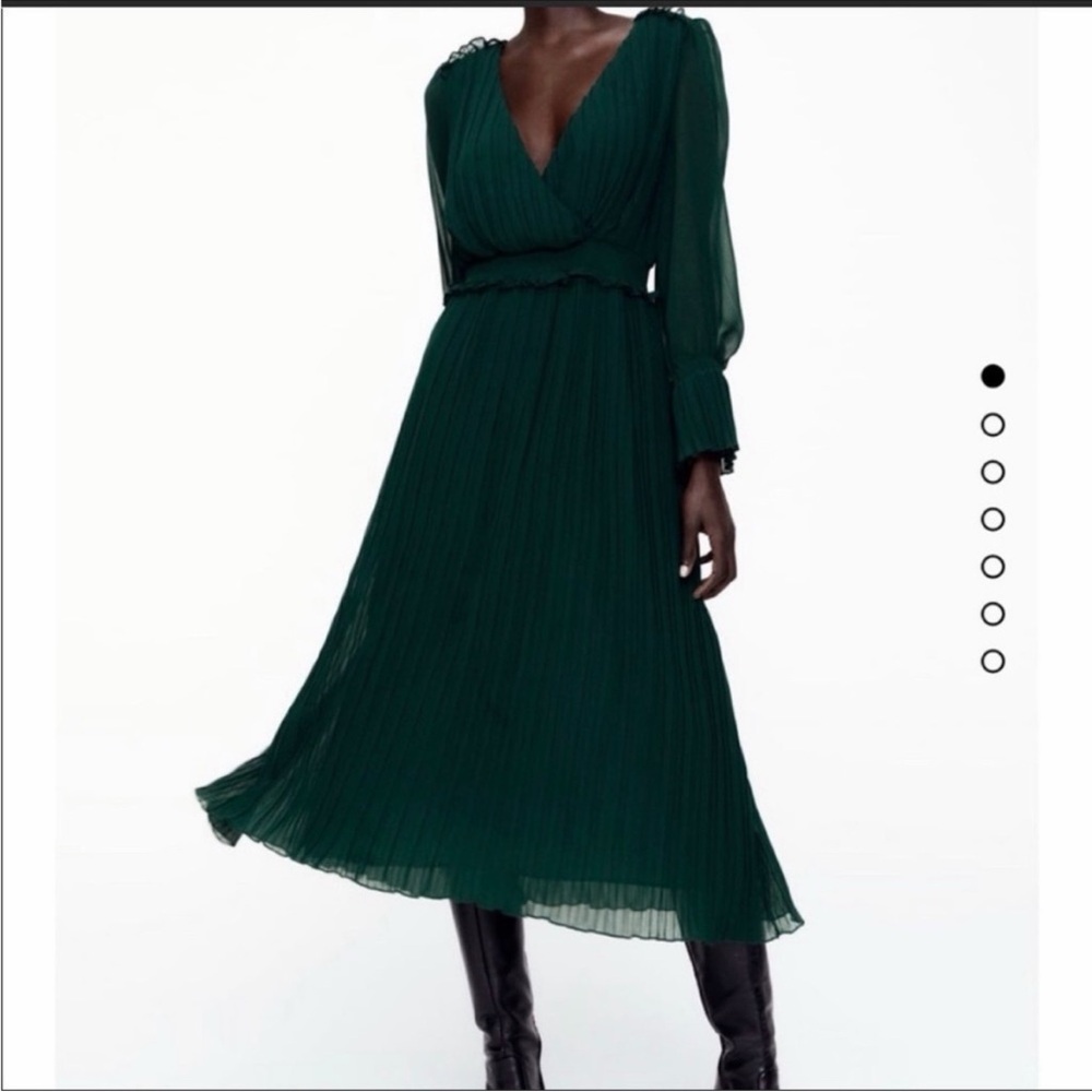 Zara Deep Green Long Sleeve Dress